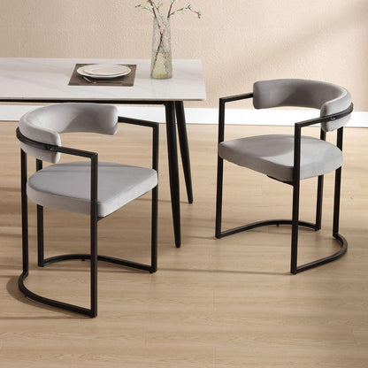 Esszimmerstühle 2er Set Grau – Moderne Samtstühle mit Metallgestell