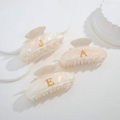 Damen Haarklammer Buchstaben J Acryl Elegantes Haaraccessoire Beige