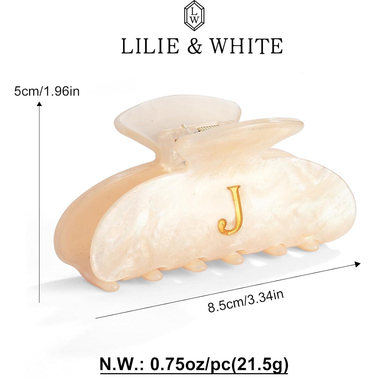 Damen Buchstaben J Acryl-Haarklammer Beige Gold Haarclip Frauen Mädchen