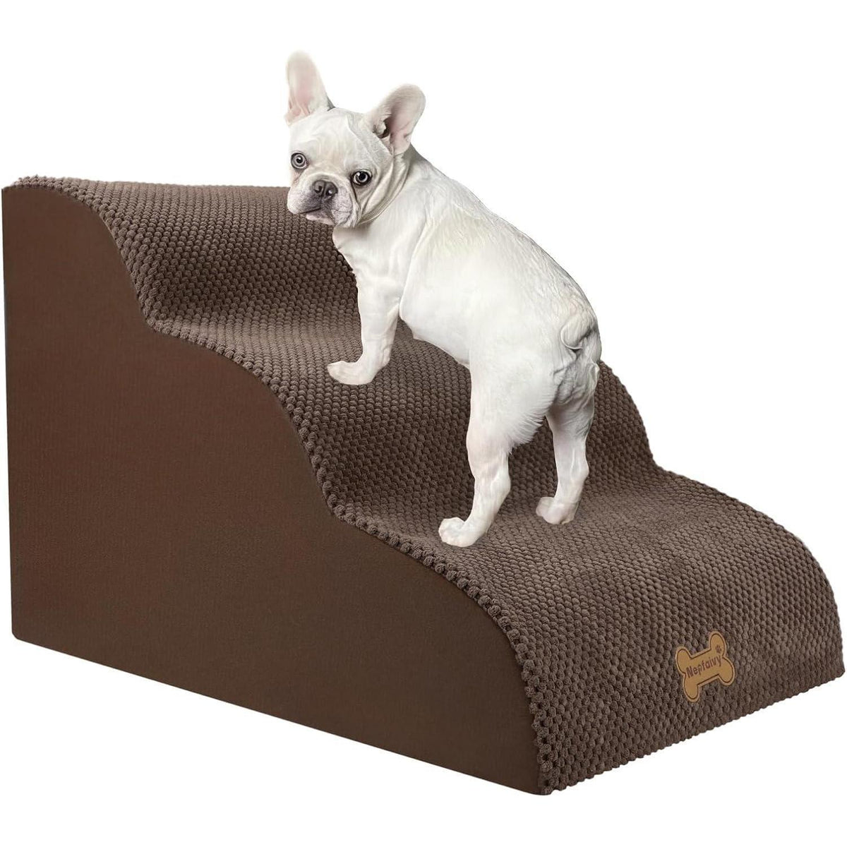 Hundetreppe 3 Stufen für kleine Hunde, braun