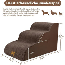 Hundetreppe 3 Stufen für kleine Hunde, braun