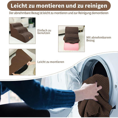 Hundetreppe 3 Stufen für kleine Hunde, braun