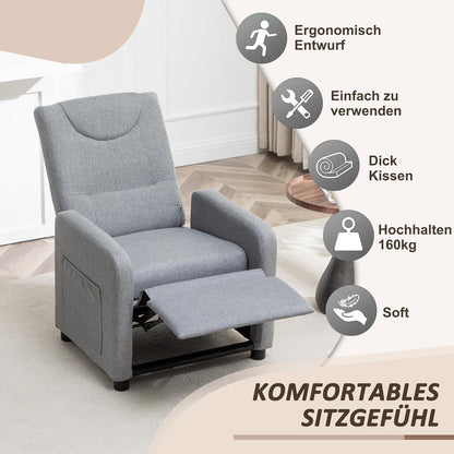 Relaxsessel mit Liegefunktion – Grau, Ergonomisch & Bequem