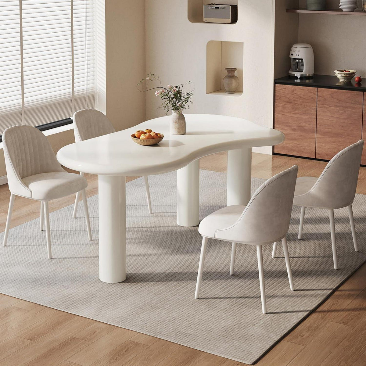 Moderner Esstisch Set Weiß für 4 Personen – Minimalistisch & Platzsparend