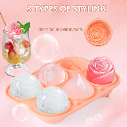 Silikon Eiswürfelform Groß Rosa - 6 Eiswürfel für Drinks