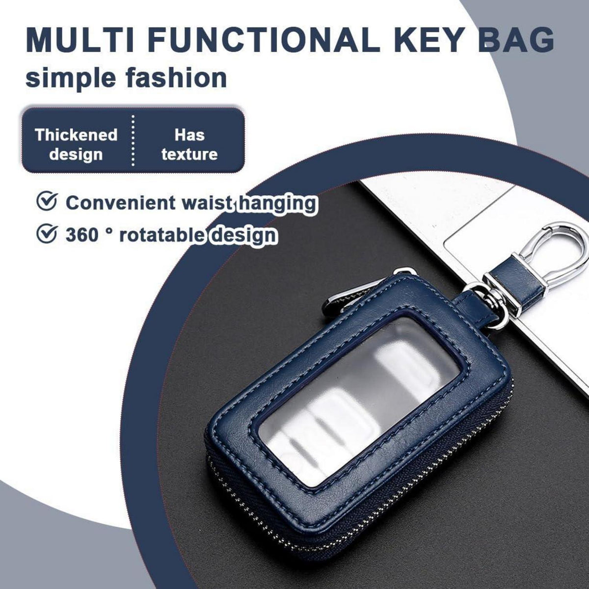 Schlüsseltasche mit Reißverschluss für Autoschlüssel (Blau)