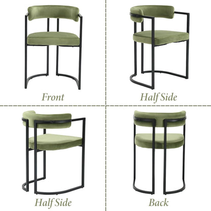 Esszimmerstühle 2er Set, Grün | Moderne Samtstühle mit Metallgestell