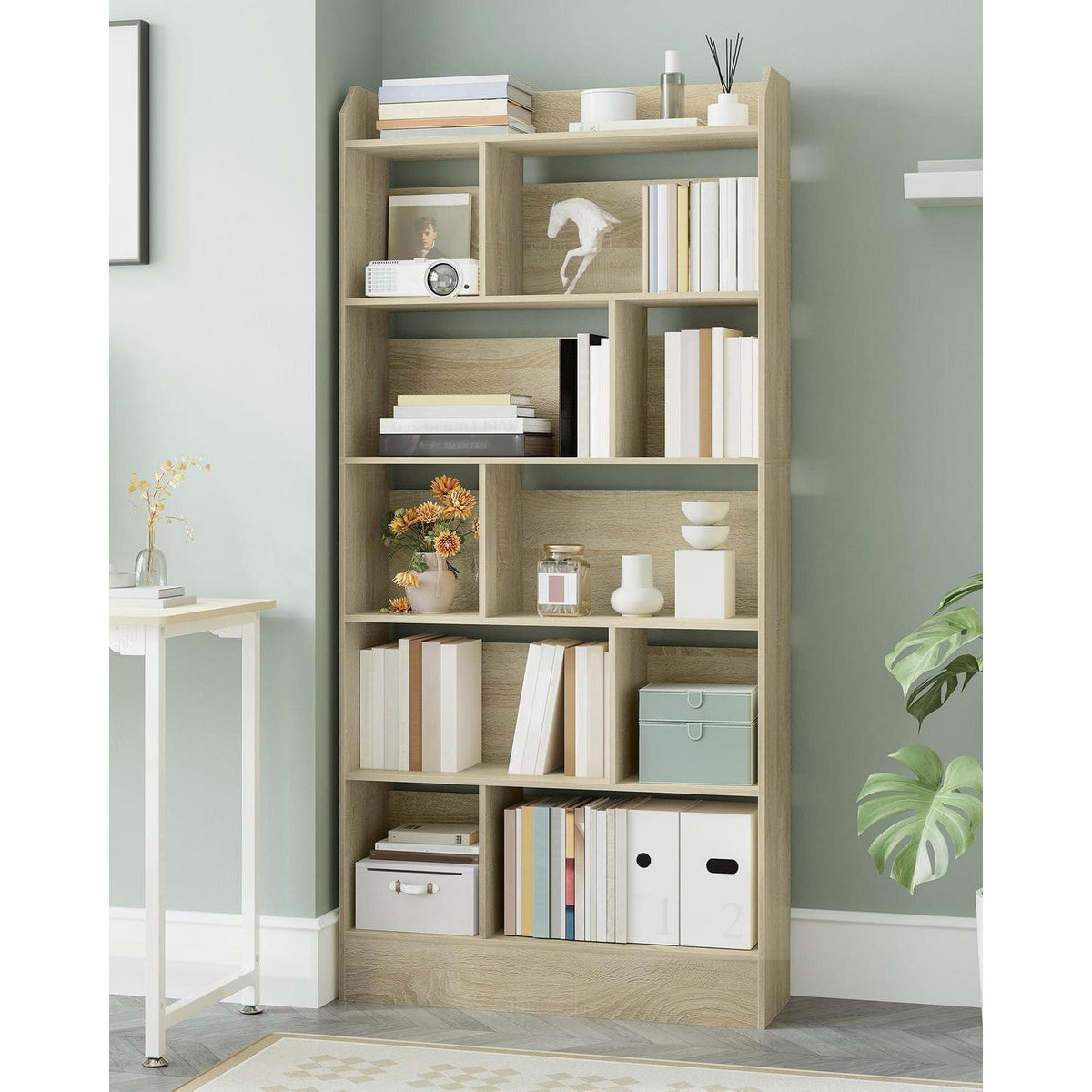 6-Fach Bücherregal Eichenbeige – Standregal 24x80x170 cm