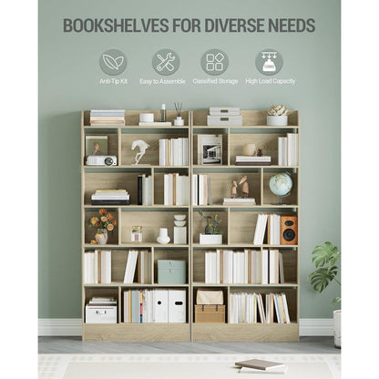 6-Fach Bücherregal Eichenbeige – Standregal 24x80x170 cm