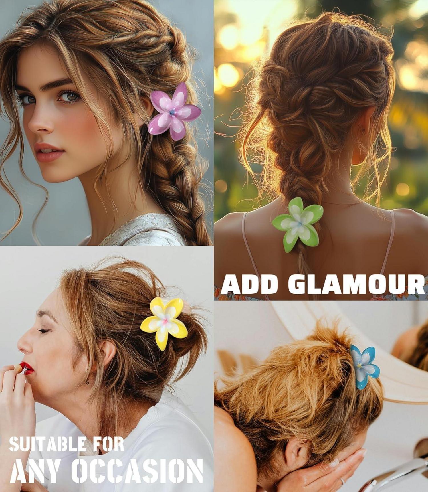Blumen Haarklammer 6er Set Große Rutschfeste Haarspangen 8cm
