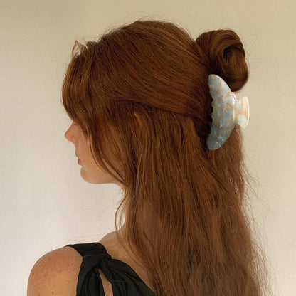 Akryl-Haarklammern Groß Transparent Marmor Glitzer 4er Set