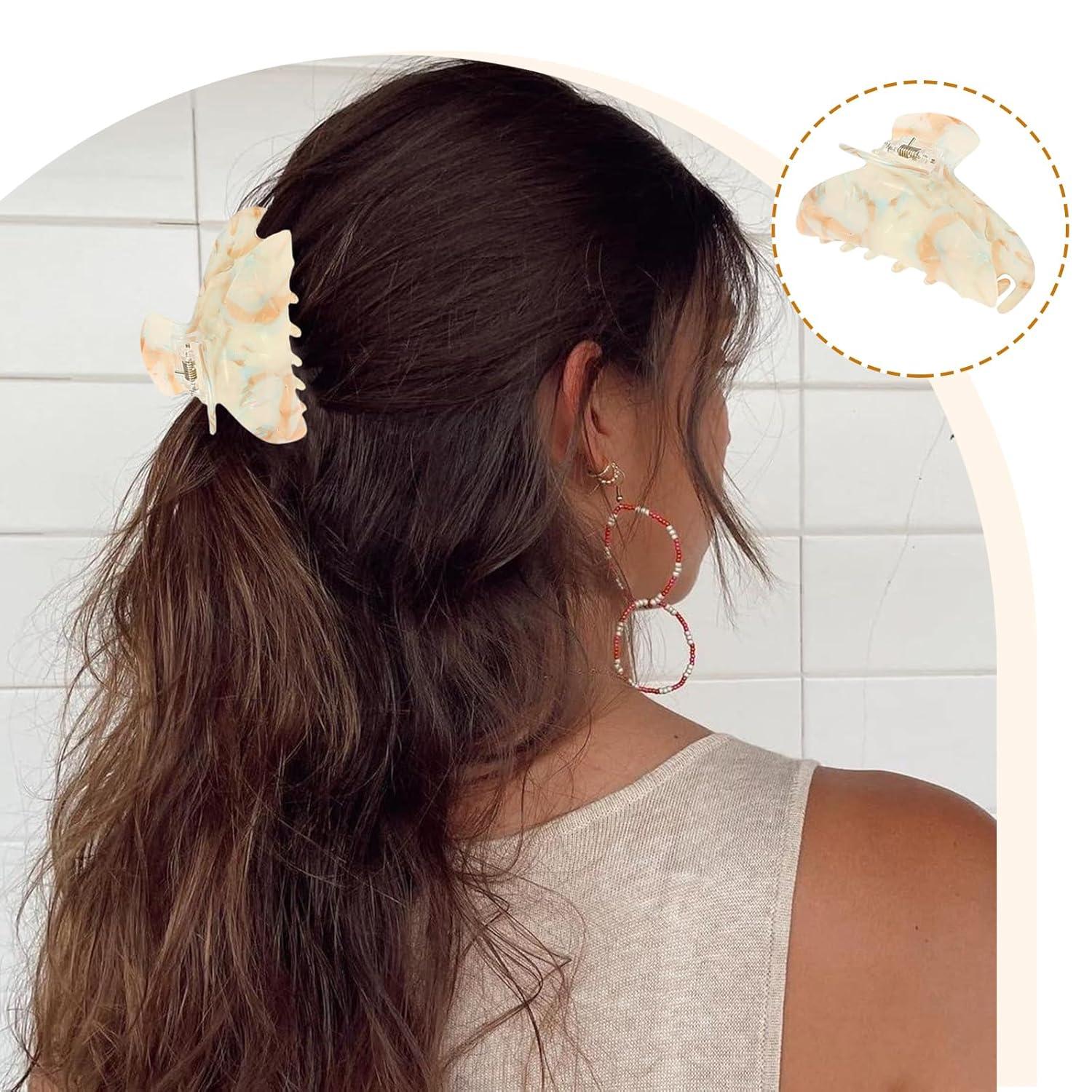 Große Akryl-Haarklammern Set Glitzer Marmor Transparent 8cm x 4