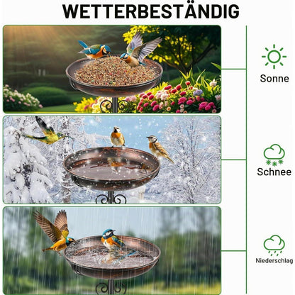 Vogeltränke Antik Bronze – Freistehendes Vogelbad für Garten