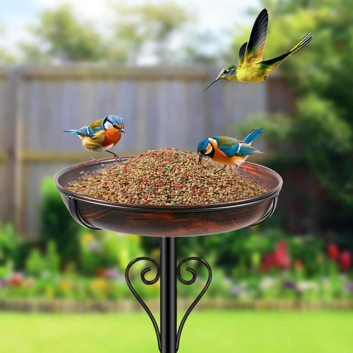 Vogeltränke Antik Bronze – Freistehendes Vogelbad für Garten