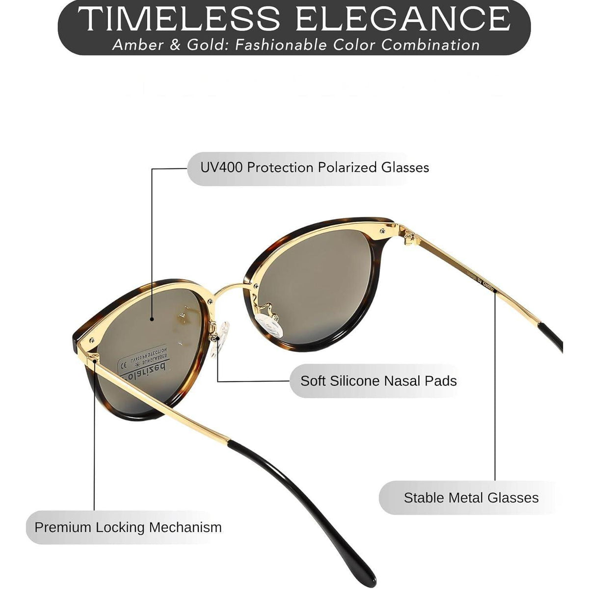 Cleoxyge Polarisierte Sonnenbrille Damen Herren Pink Lens Bernstein Rahmen