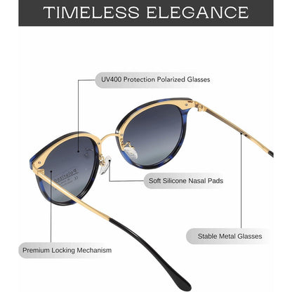 Polarisierte Sonnenbrille Damen Herren UV400 Retro-Chic Metallrahmen
