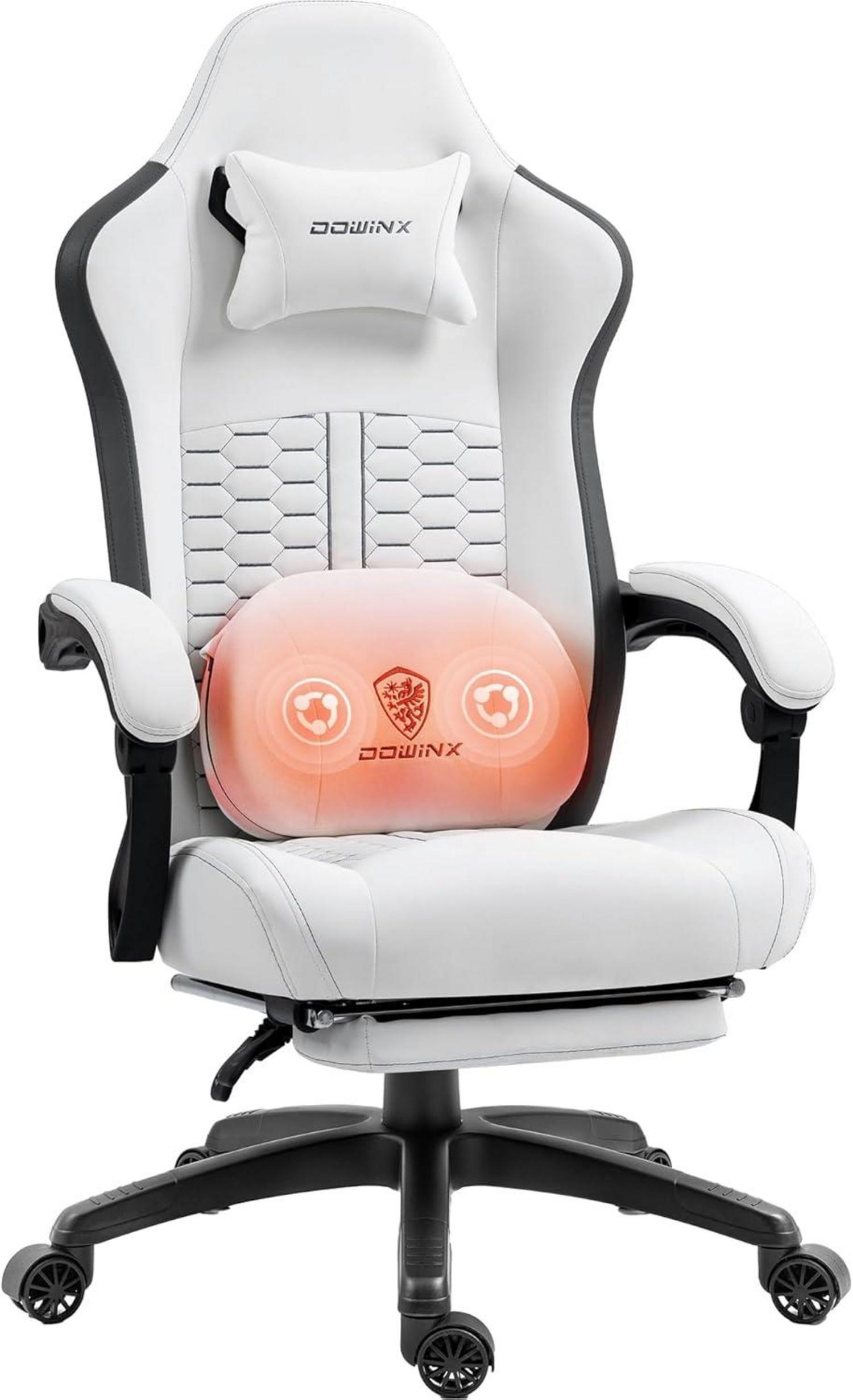 Gaming Stuhl mit Massage, Lendenwirbelstütze, Taschenfederkissen und