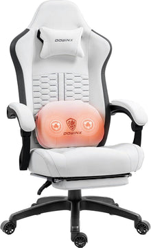 Gaming Stuhl mit Massage, Lendenwirbelstütze, Taschenfederkissen und