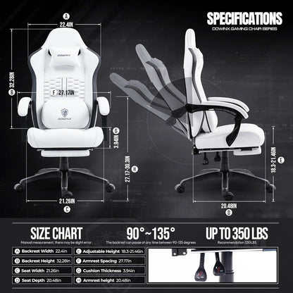Gaming Stuhl mit Massage, Lendenwirbelstütze, Taschenfederkissen und
