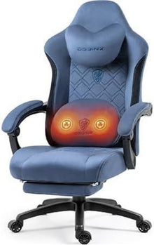Gaming Stuhl mit beheizter Massage, Lendenwirbelstütze & Fußstütze