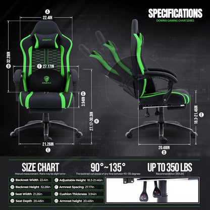 Gaming Stuhl mit beheizter Massage & Lendenwirbelstütze