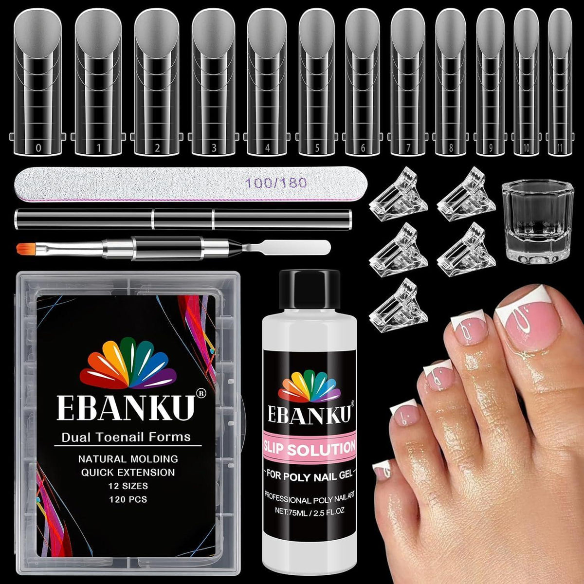 Polygel Nagelformen Set mit Gleitmittel – 120 Tipps & Zubehör