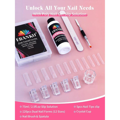 Polygel Nagelformen Set mit Gleitmittel – 120 Tipps & Zubehör