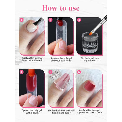 Polygel Nagelformen Set mit Gleitmittel – 120 Tipps & Zubehör