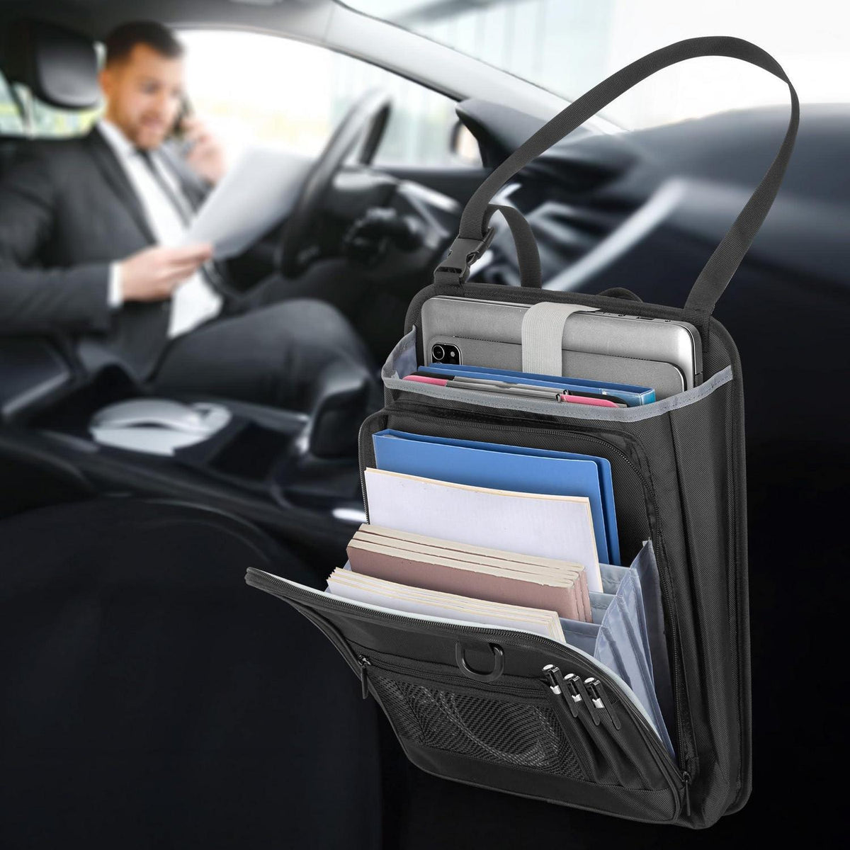 Autositz Organizer mit Laptopfach 15,6 Zoll Schwarz