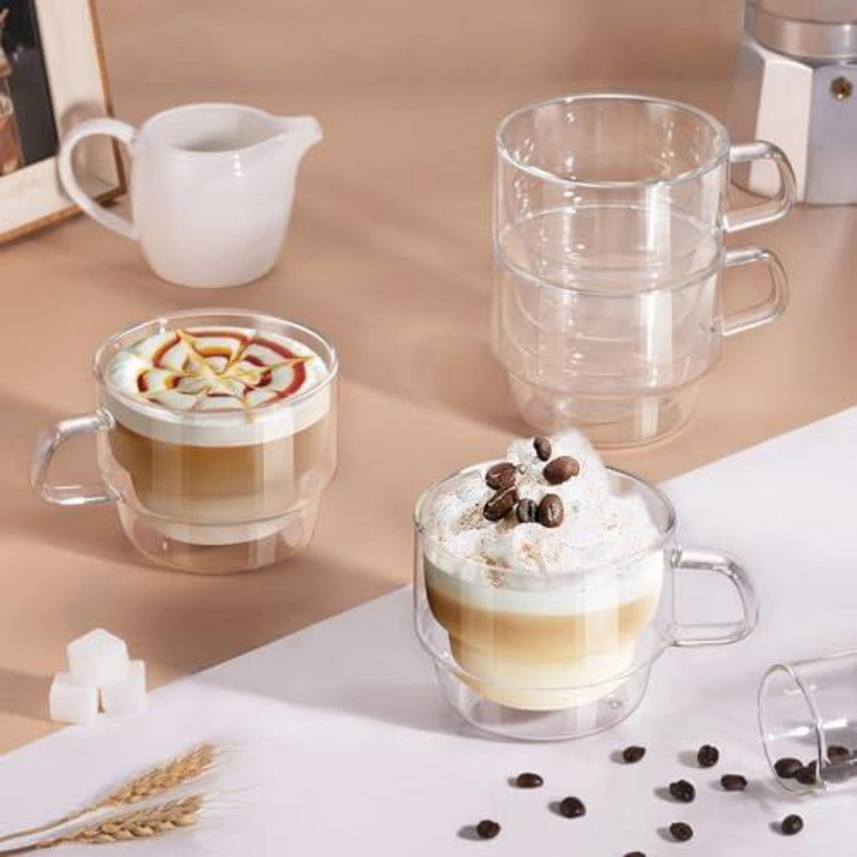 Doppelwandige Latte Macchiato Gläser 2er Set 350ml