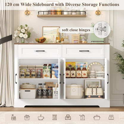 Sideboard Küchenbuffet Weiß & Braun mit 2 Schubladen & 4 Türen