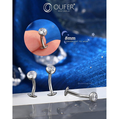 Bauchnabelpiercing Titan G23 Klar CZ 14G 8mm