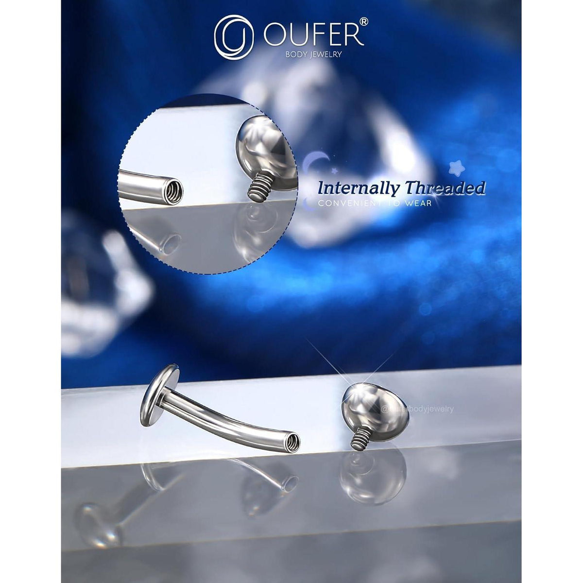 Bauchnabelpiercing Titan G23 Klar CZ 14G 8mm