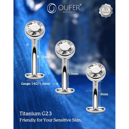 Bauchnabelpiercing Titan G23 Klar CZ 14G 8mm