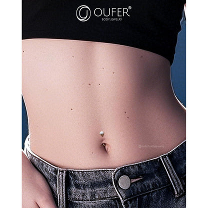 Bauchnabelpiercing Titan G23 Klar CZ 14G 8mm