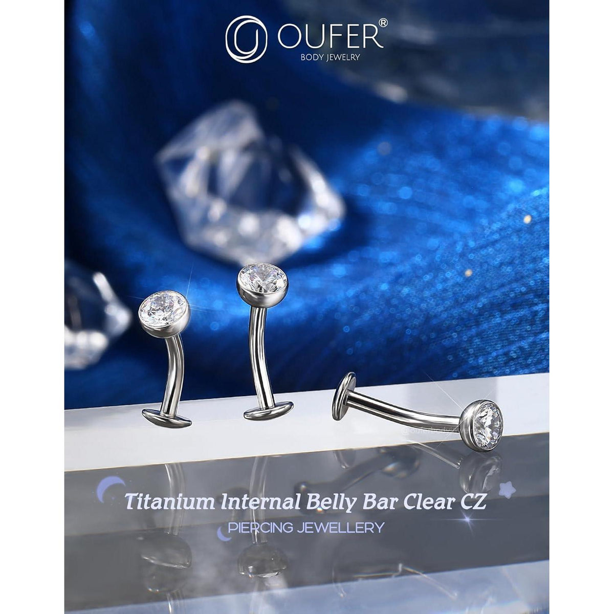 Bauchnabelpiercing Titan G23 Klar CZ 14G 8mm