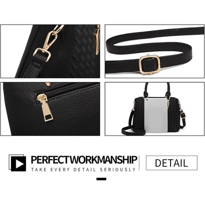 Damen Handtasche mit Geldbörse, Mittelgroß, Schwarz