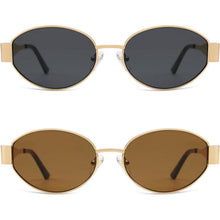 Retro Sonnenbrille Damen Herren Oval UV400 Schutz Gold Braun&gold Grau