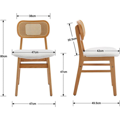 Esszimmerstühle 2er Set Kunstfell Rattan Beige