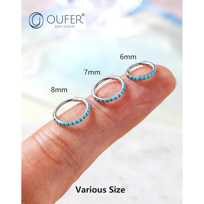 Nasenring Clicker 20G 6mm Gold mit Türkis, Chirurgenstahl
