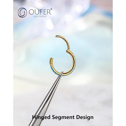 Nasenring Clicker 20G 6mm Gold mit Türkis, Chirurgenstahl
