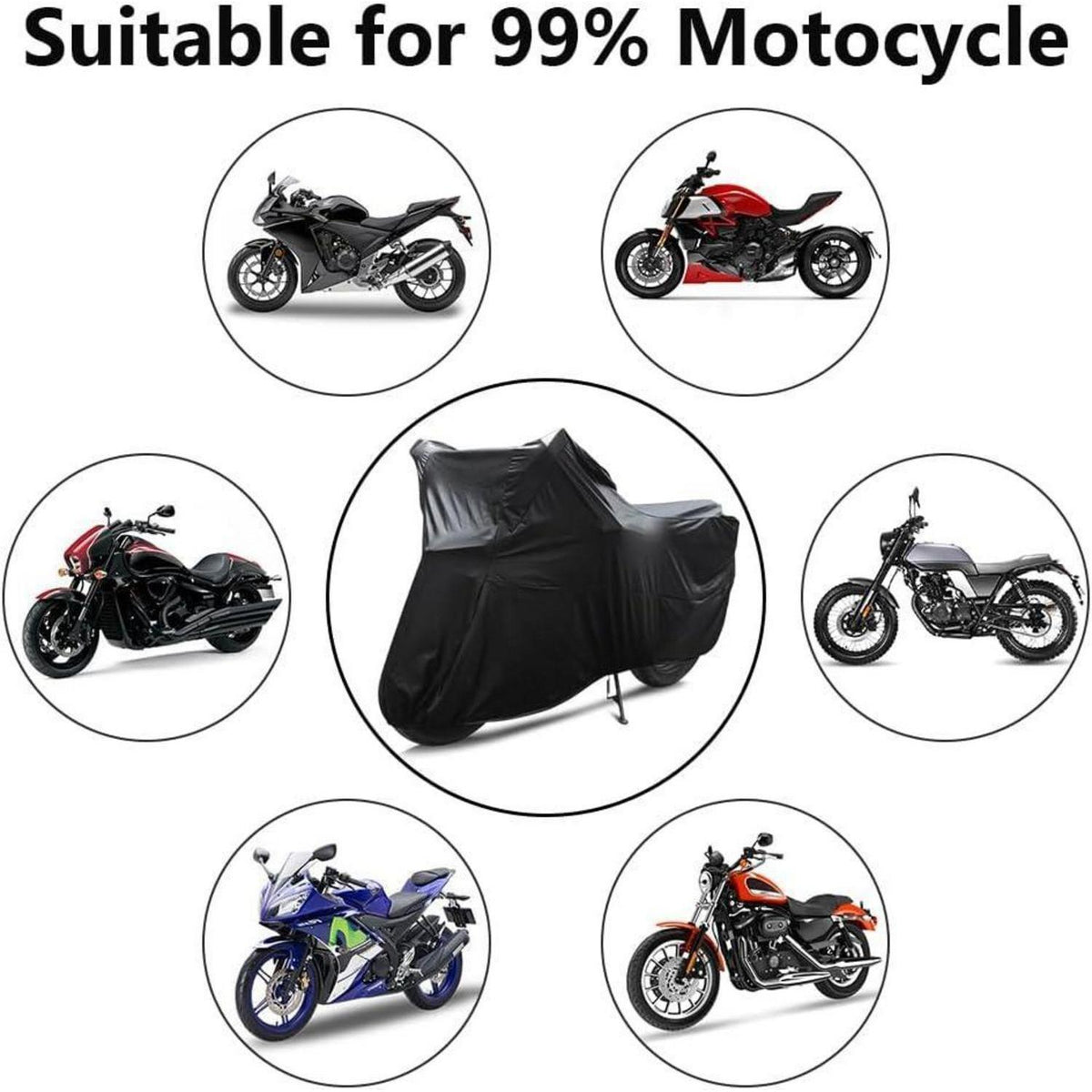 Stretch Motorradabdeckplane wasserdicht 295 x 109 x 140 cm