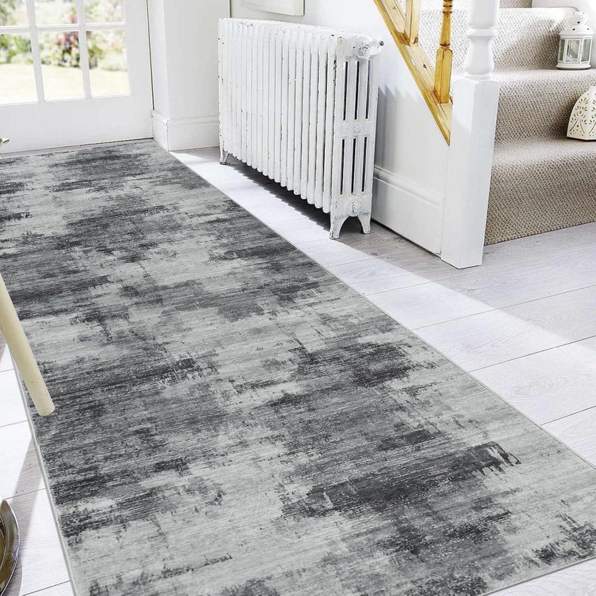Rutschfester Läufer Flur 80x300cm Dunkelgrau – Waschbarer Teppichläufer