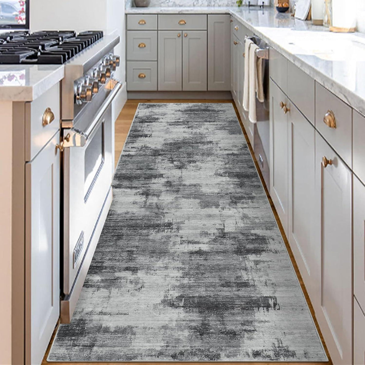 Rutschfester Läufer Flur 80x300cm Dunkelgrau – Waschbarer Teppichläufer