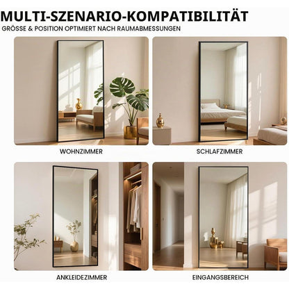 Großer Ganzkörperspiegel 180x76cm Schwarz – Stand- & Wandspiegel