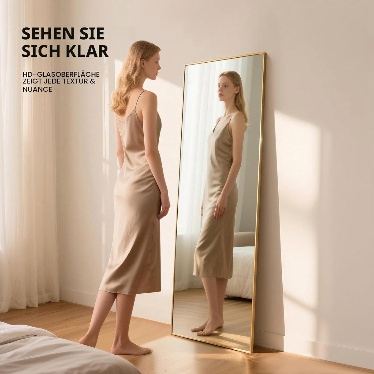Ganzkörperspiegel Rechteck Gold 152x42cm – Stand- & Wandspiegel