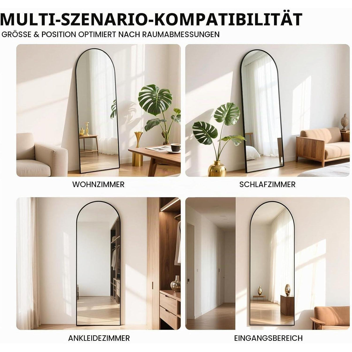 Ganzkörperspiegel Schwarz 163x53cm – Moderner Stand- & Wandspiegel