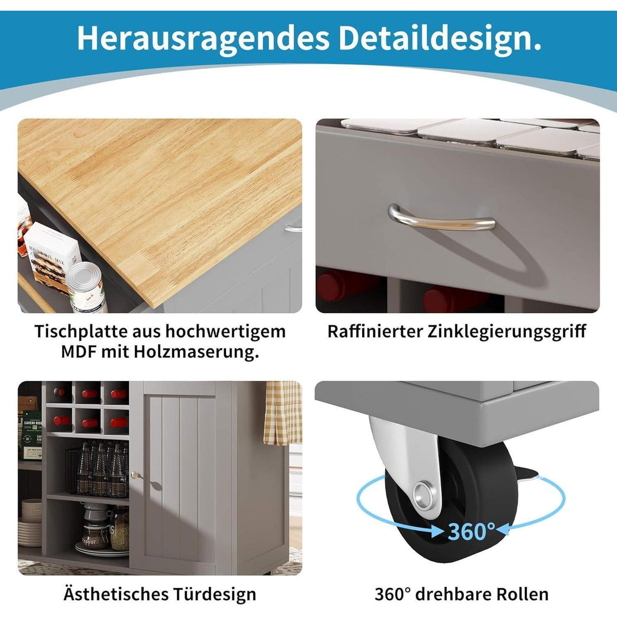 Kücheninsel Grau – Multifunktionale Speiseküche mit Stauraum
