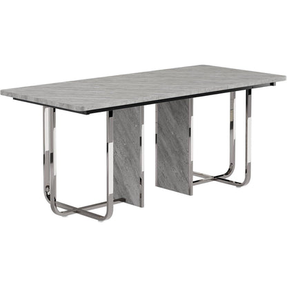Moderner Esstisch Grau & Silber | 180x80cm | Esstisch für 6 Personen