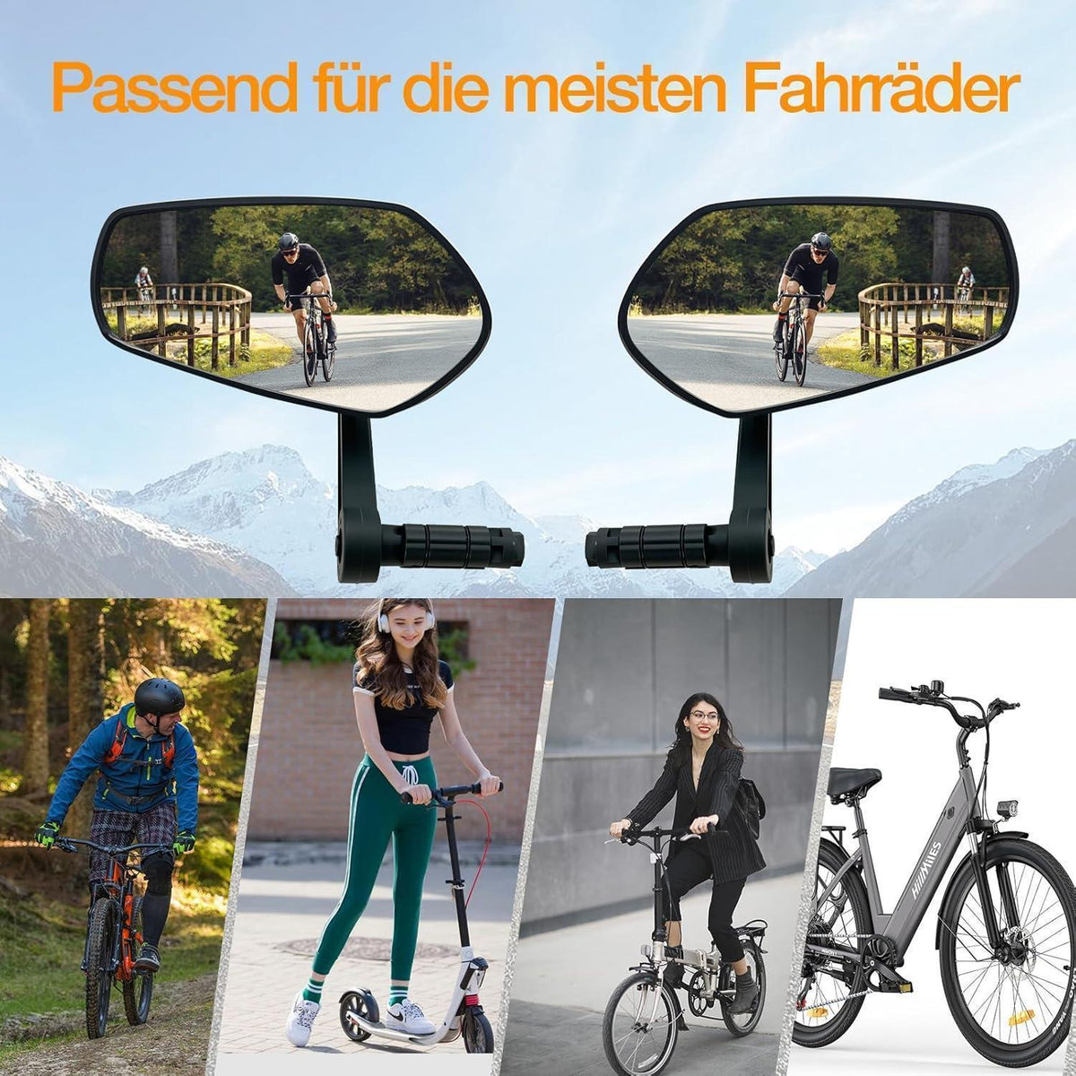 Fahrradspiegel 2er-Set für E-Bike Lenker – Kratzfest & 360° drehbar